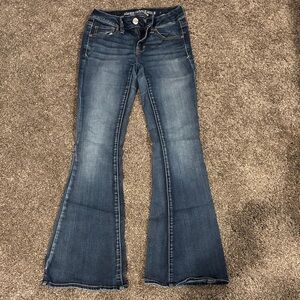 Size 0 American Eagle Outfitters Women's Dark Blue Flare Jean